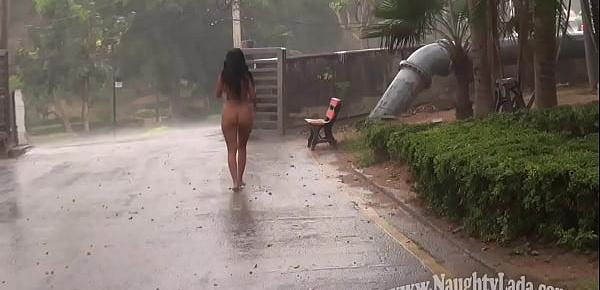  Walking nude in the rain